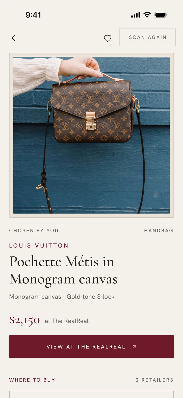 The result, Chosen by you: Louis Vuitton, Pochette Métis in Monogram canvas, $2,150 at The RealReal, View at The RealReal.
