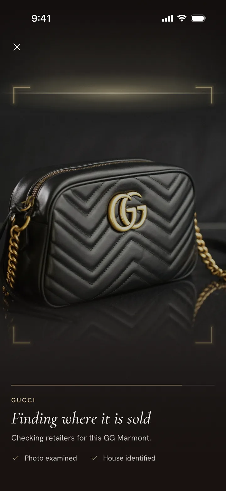 Finding where it is sold: Gucci, checking retailers for this GG Marmont.